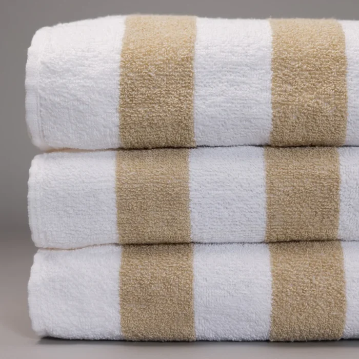 leisure pool towel - latte & white - image 3
