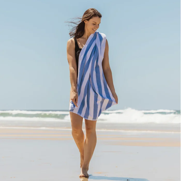 leisure pool towel - sky & white - image 1